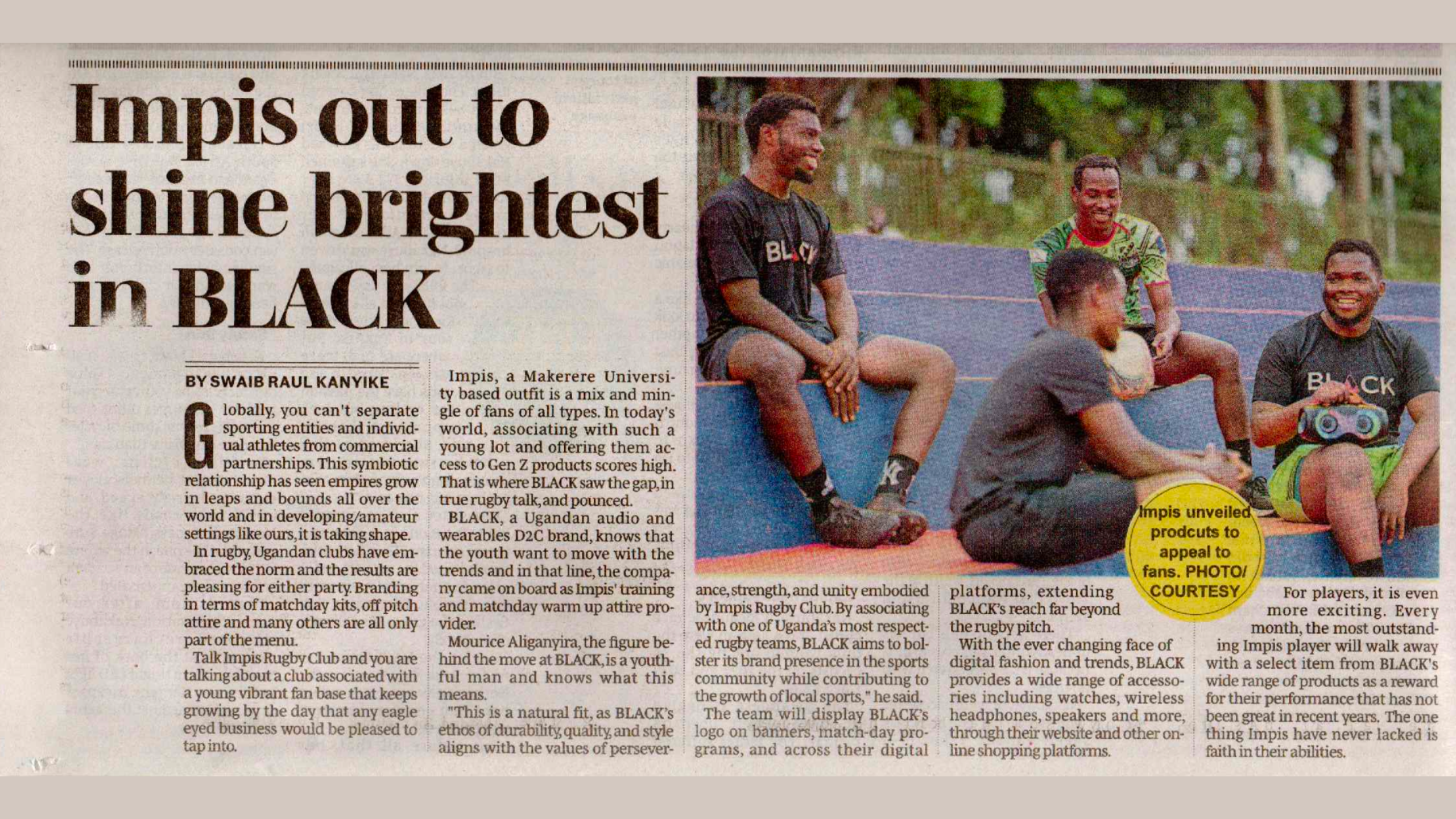 Building local sports through partnerships: BLACK and IMPIS Rugby Club unite for growth.