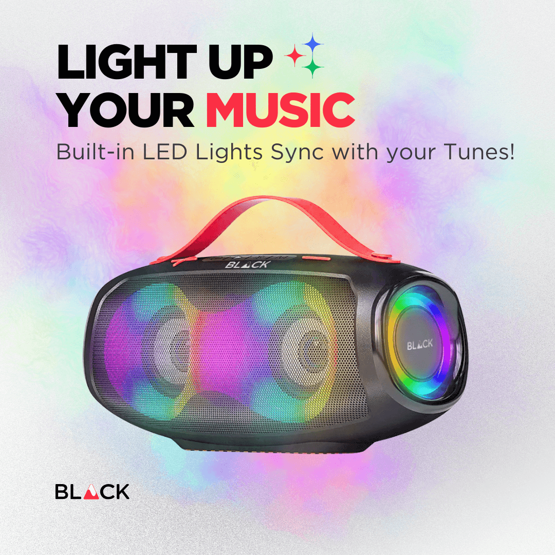 BLACK BassDrum 2 Wireless Bluetooth Speaker, 20W, Upto 9H Playtime, 1 Yr Warranty