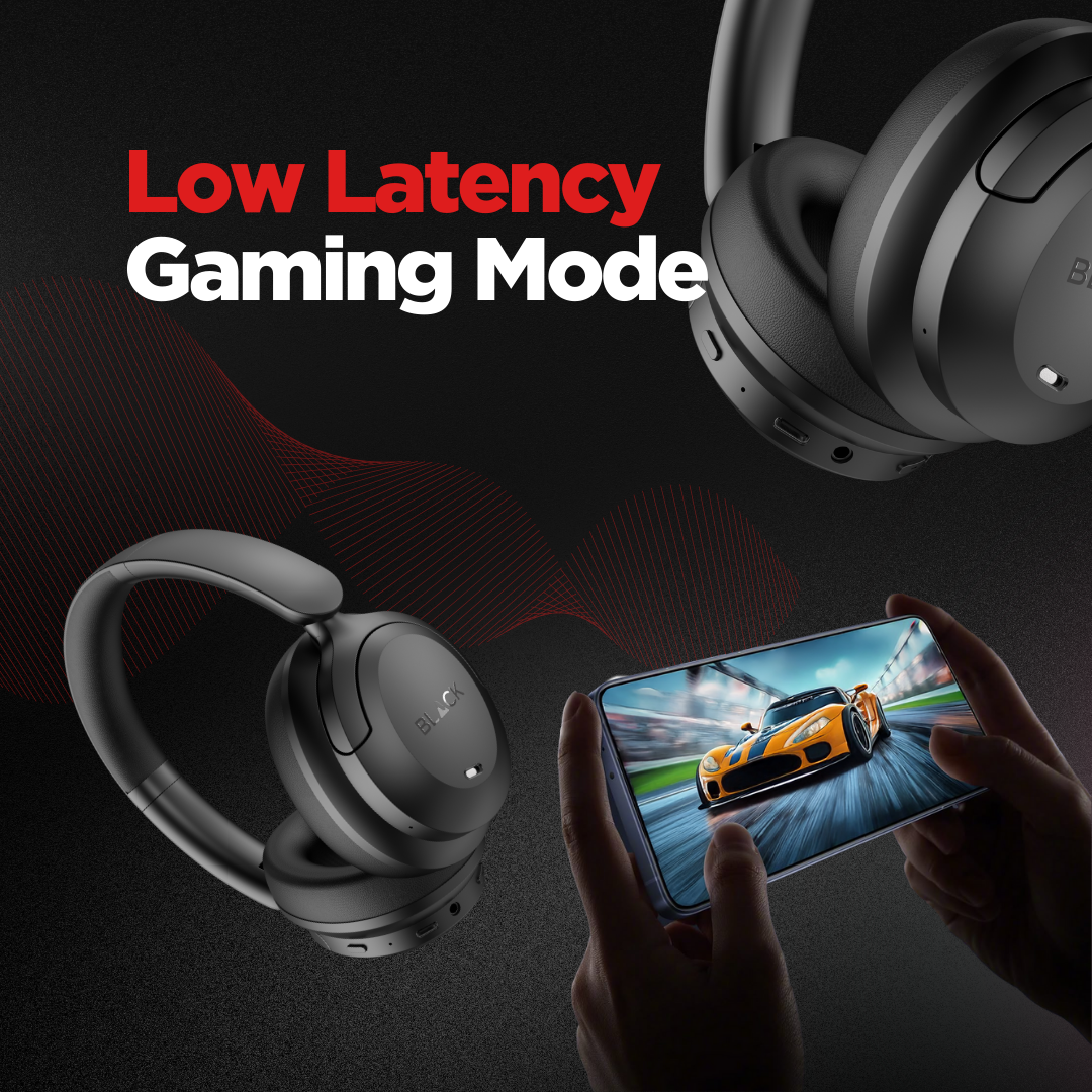 BLACK BassHead X Wireless Active Noise Cancellation Headphone with Travel Case, upto 60H Playtime, 1Yr Warranty