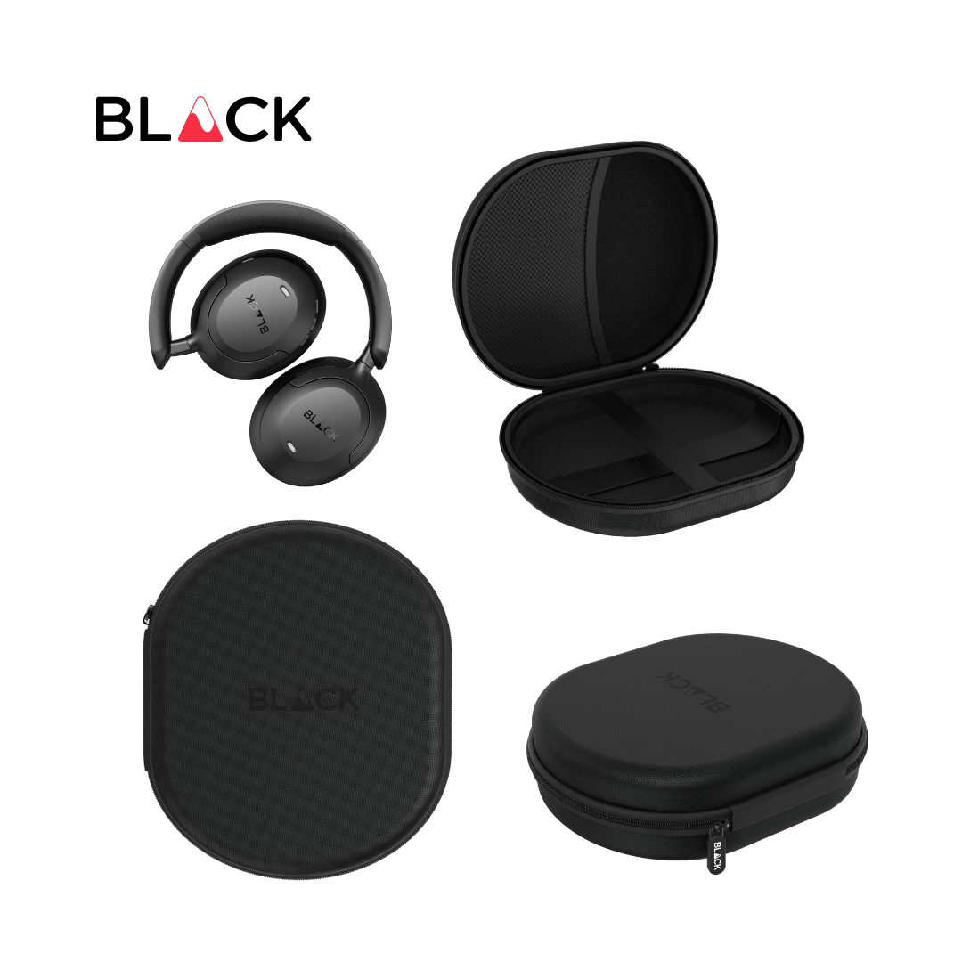 BLACK BassHead X Wireless Active Noise Cancellation Headphone with Travel Case, upto 60H Playtime, 1Yr Warranty