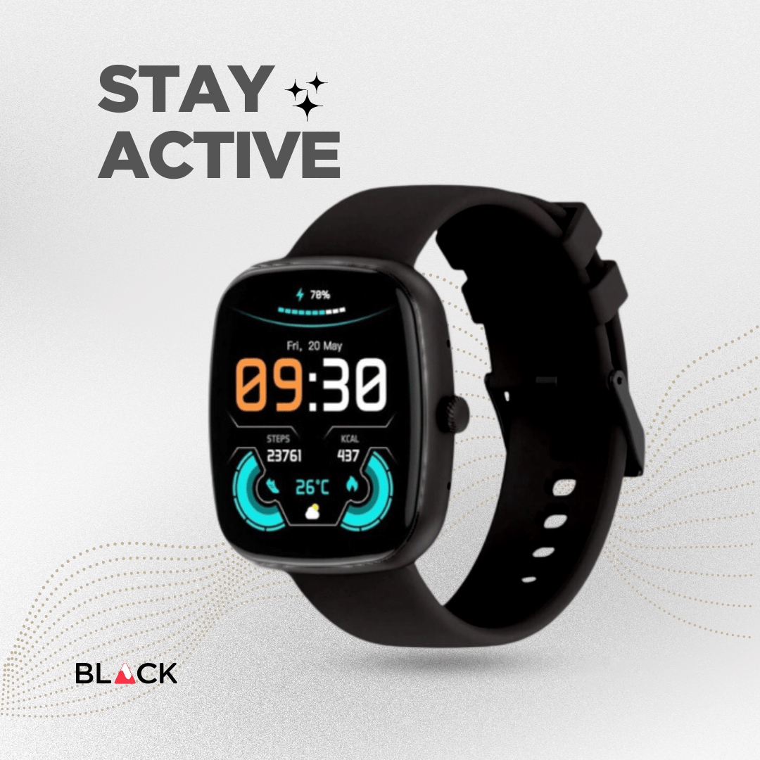 BLACK Fit 2S Health Monitor Smart Watch, upto 15 Day battery, 1.83in screen, 1Yr Warranty