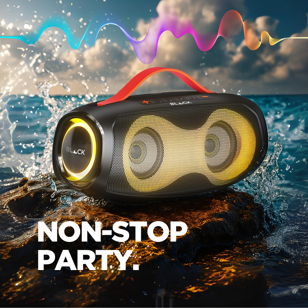 BLACK BassDrum 3 Wireless Bluetooth Speaker, 40W, Up to 9H Playtime, 1 Yr Warranty