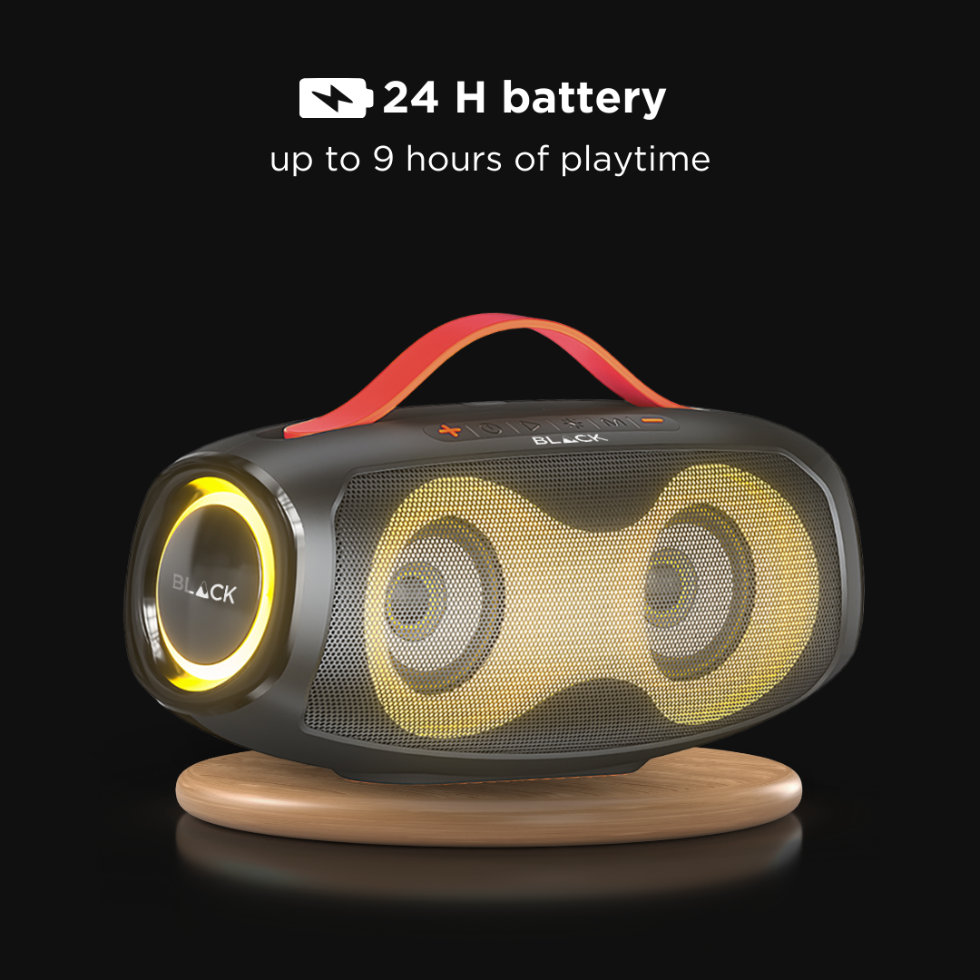 BLACK BassDrum 3 Wireless Bluetooth Speaker, 40W, Up to 9H Playtime, 1 Yr Warranty