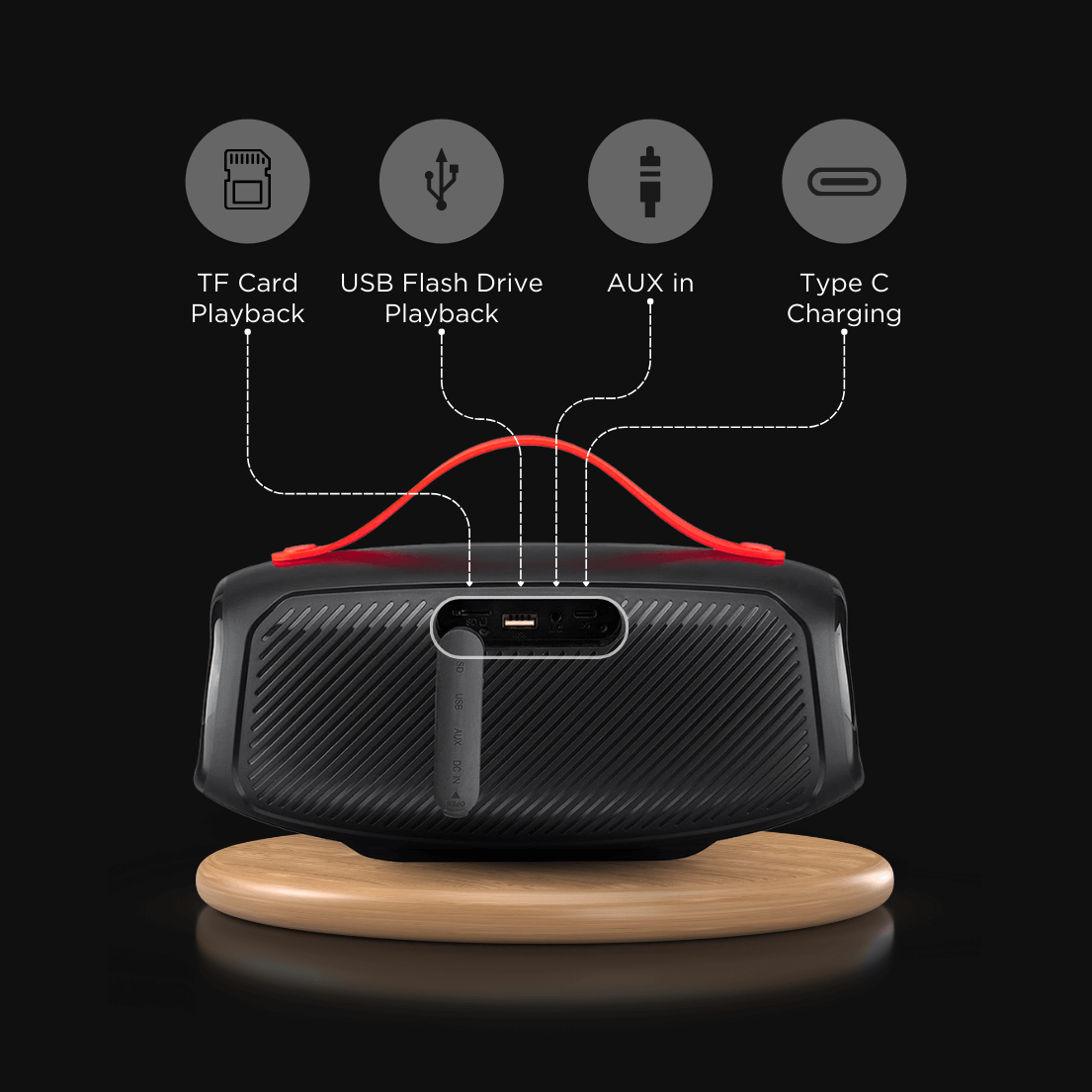 BLACK BassDrum 2 Wireless Bluetooth Speaker, 20W, Upto 9H Playtime, 1 Yr Warranty