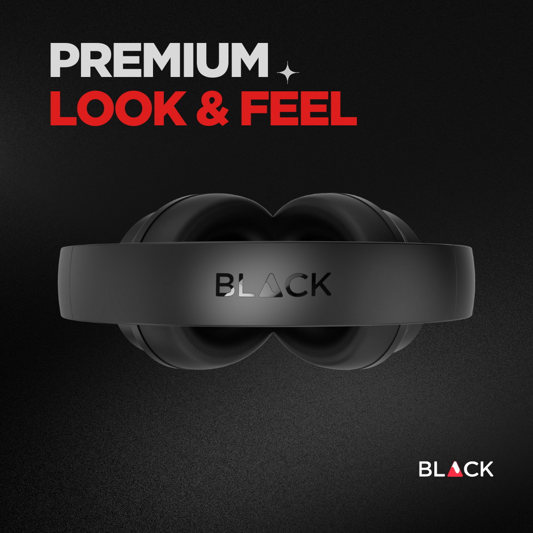 BLACK BassHead X Wireless Active Noise Cancellation Headphone with Travel Case, upto 60H Playtime, 1Yr Warranty