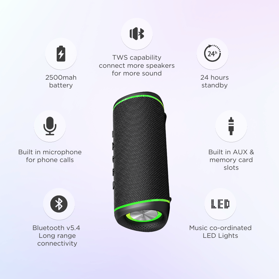BLACK BassBox 2 Wireless Bluetooth Speaker, 12W, Upto 9H Playtime, 1 Yr Warranty